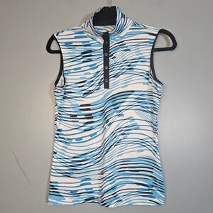 Tail White Label Women's Sleeveless Golf Polo Shirt Blue 1/4 Snap Size XS